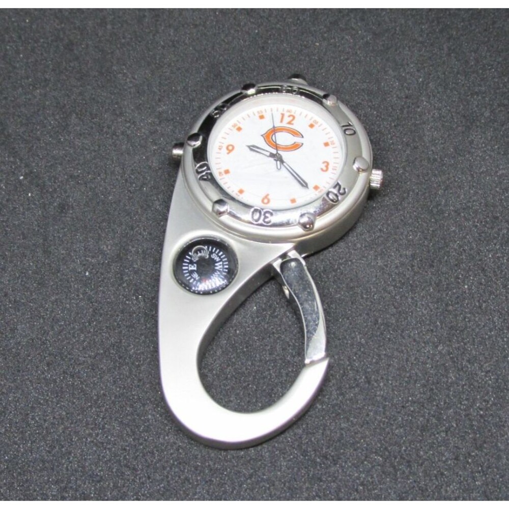 NFL Chicago Bears Analog Pocket Watch Men Compass Flash Light Snap-on
